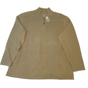 Joe Joseph Abboud Mens XXL Taupe Heather 1/4 Zip Ribbed Pullover Sweater NWT